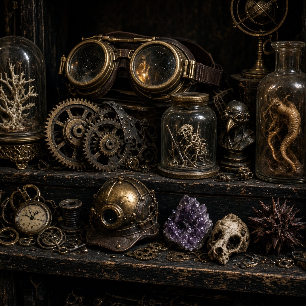 Quirky steampunk-inspired decorative curios